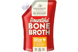 Stella & Chewy's Premium Cage-Free Chicken Bone Broth for Dogs - Joint & Gut Health Support Liquid Food Topper with Collagen & Turmeric, 16 Fl Oz Resealable Pouch
