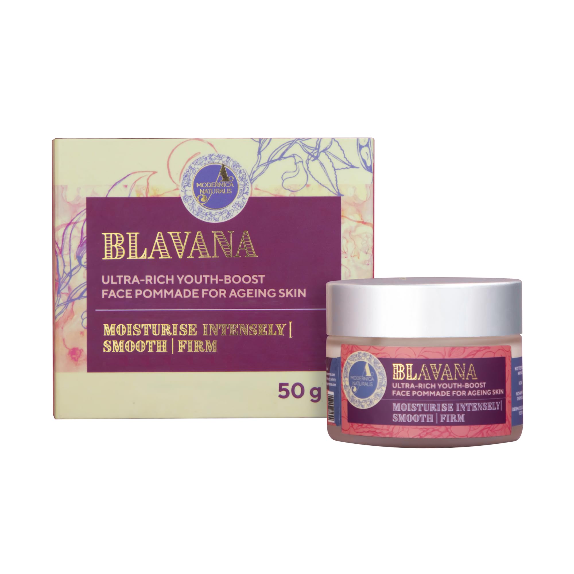 Blavana Daily Moisturiser | Ultra-Rich Ayurvedic Youth-Boost Face Cream for Mature Skin | With Black Gram, Manjistha & Aloe Vera | Vegan & Dermatologically Tested | 50g