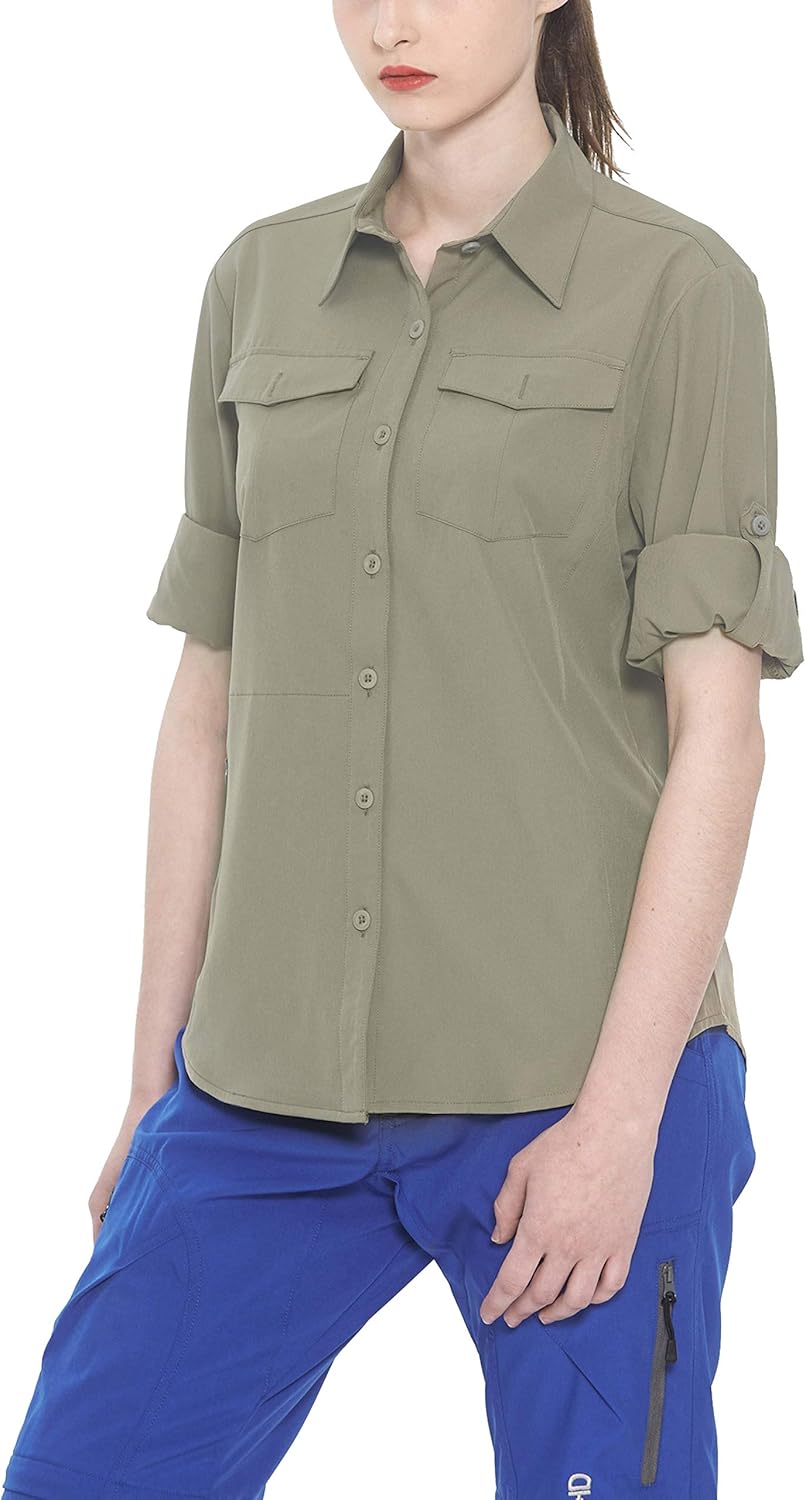 Little Donkey Andy Women's Stretch Quick Dry UPF50+ Long Sleeve Shirt for Hiking, Travel, Camping: Clothing