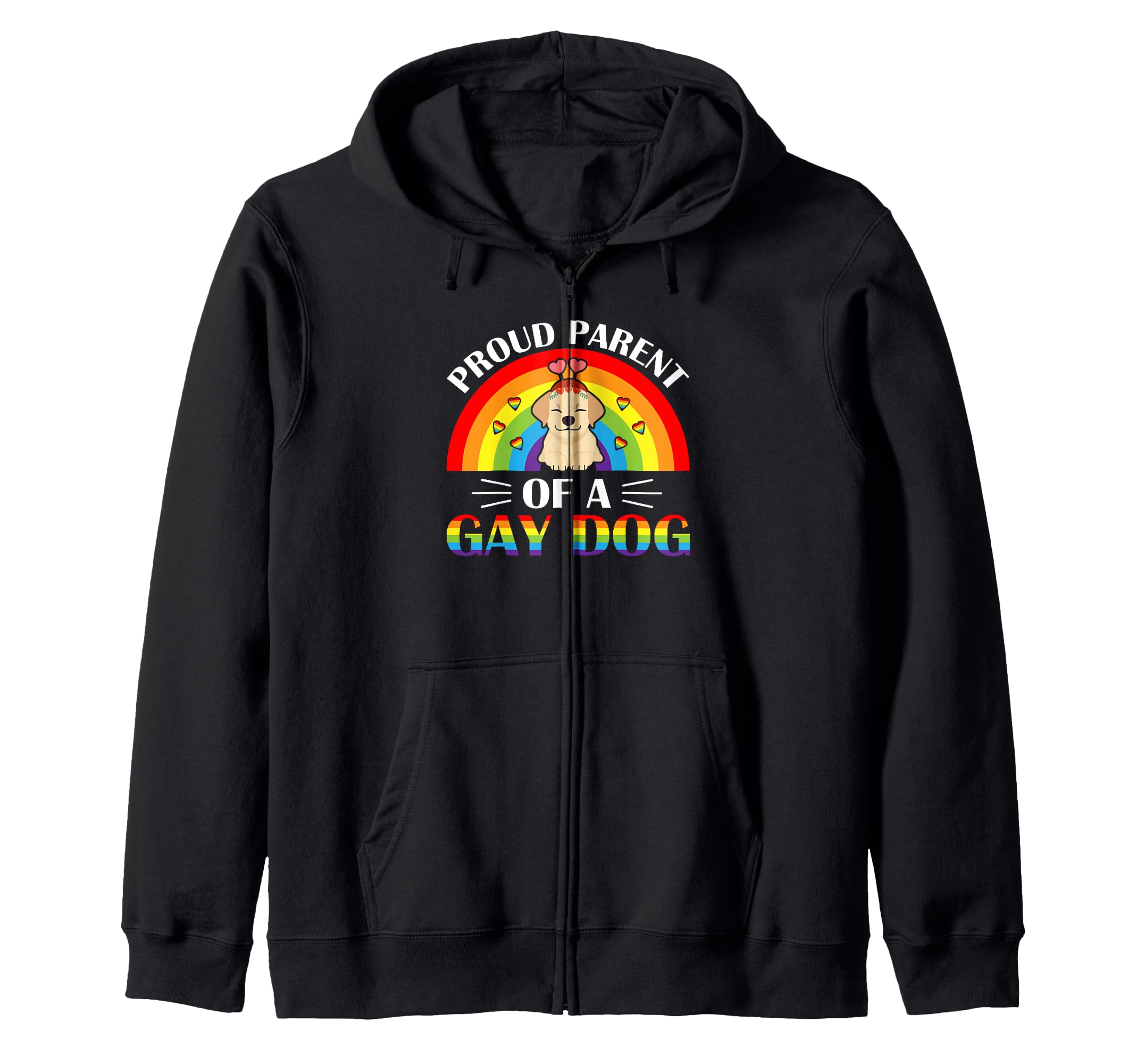 Parents of a Gay Dog LGBTQ Rainbow Pride Zip Hoodie