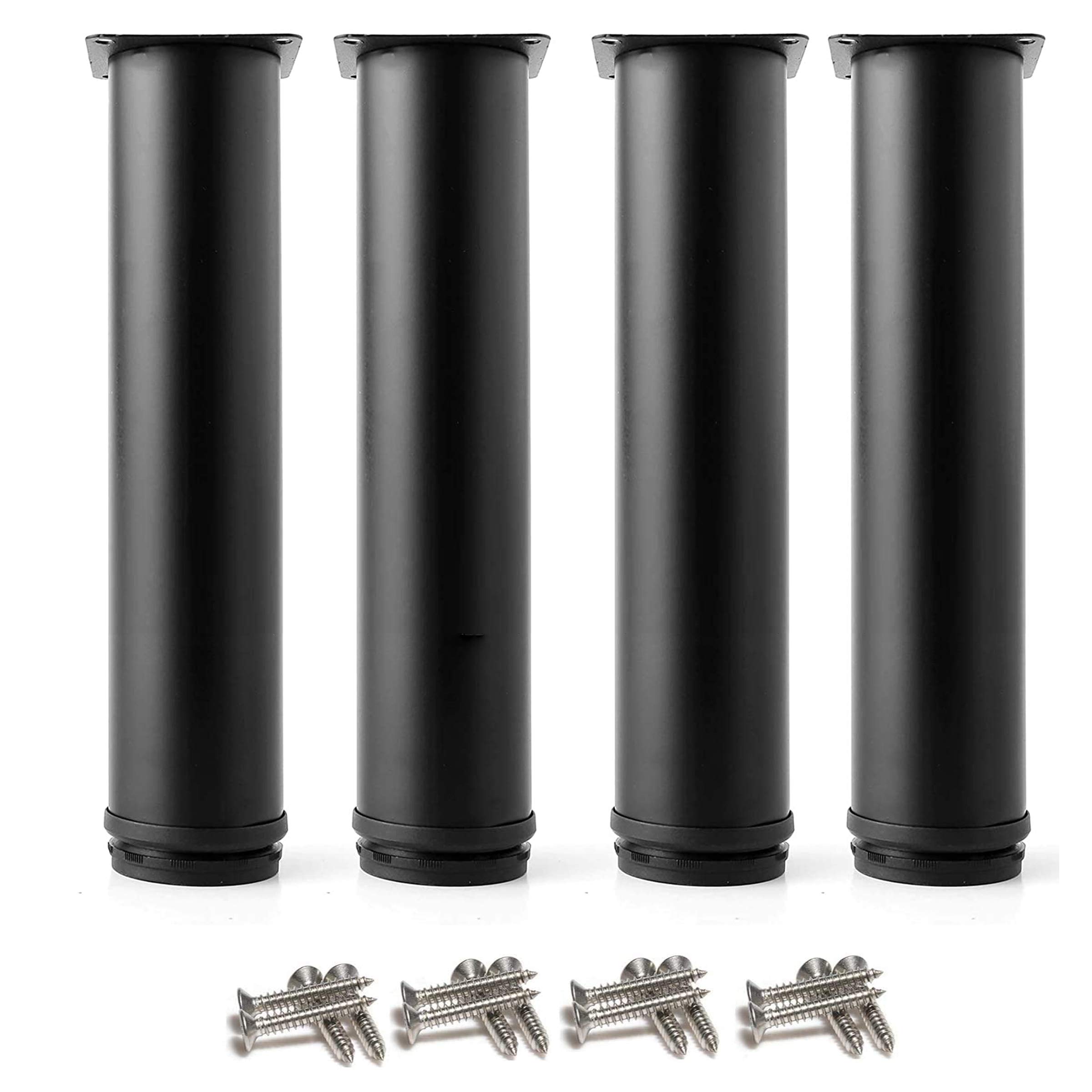Drenky 4 Pcs Black Adjustable Legs 200mm Height Cabinet Legs Table Legs Furniture Legs, Stainless Steel Adjustable Height 0-15mm Come with Stainless Steel Screws