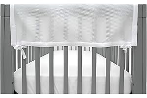 BreathableBaby Breathable Mesh Crib RailGuard Teething Cover, White, 27” Short Panel (2-Pack)