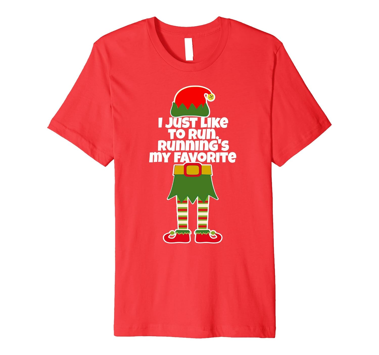 I Just Like to Run Running Runner Christmas Elf PREM T Shirt-ANZ
