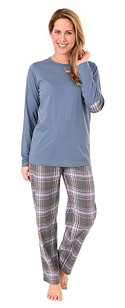 NORMANN WÄSCHEFABRIK Damen Flanell Pyjama Mix & Match Hose Flanell Top Single Jersey - auch in Übergrössen 281 201 90 244
