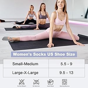 6 Pairs Non-Slip Yoga Socks With Grips For Pilates Barre Hospital Use