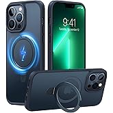 TORRAS Magnetic for iPhone 13 Pro Max Case 6.7 inch [ Fit for Magsafe] with Stand, [Military Grade Drop Protection] Shockproof Translucent Back Slim Protective Phone Case (2021), Black