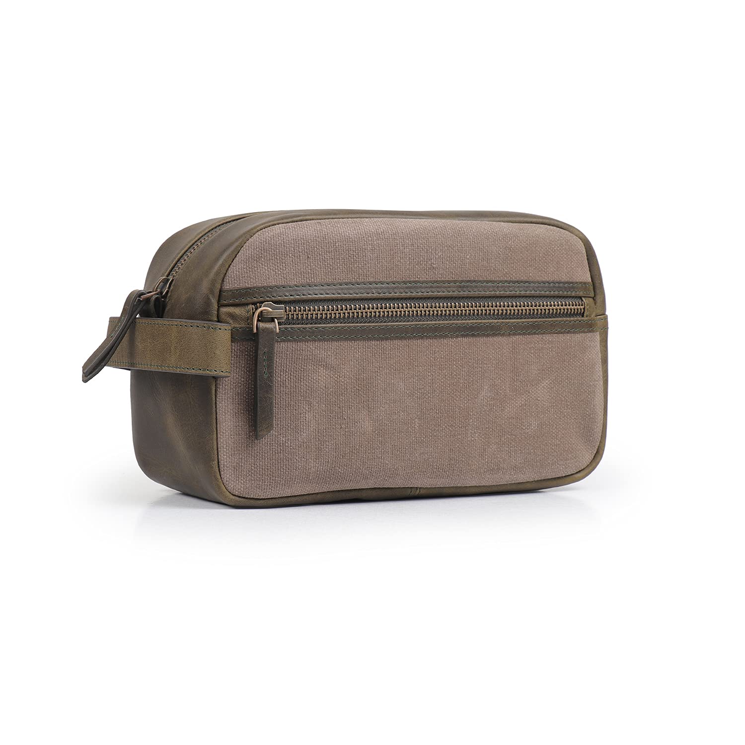 Londo Genuine Leather Travel Toiletry, Makeup, Shaving Organizer Bag - Dopp Kits - Unisex (Olive)