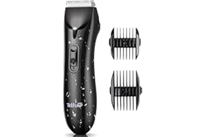 Telfun Body Hair Trimmer for Men, Womens Bikini Trimmer, Electric Razor/Shavers for Ball Groin, Replaceable Ceramic Blade Heads, Waterproof Wet/Dry, with Light, Ultimate Male Hygiene Razor (Black)
