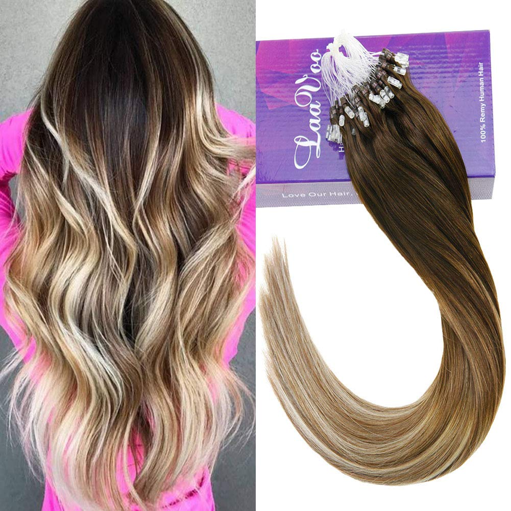 Laavoo 16inch 40cm Remy Human Natural Microbeads Hair Extensions