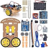 VKmaker Smart Robot Car Chassis Kit with UNO R3 Module - Educational DIY Toy, 2WD with Battery Box and Speed Encoder for Tracking Obstacle Avoidance - Designed for Beginners to Learn Programming