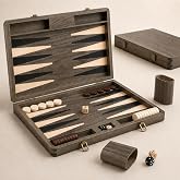 Luxury Walnut Backgammon Set - Wood Board with Travel Case, Doubling Cube