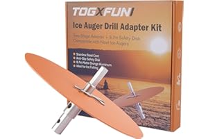 Ice Auger Drill Adapter & Attachment with 8.7" Orange Safety Disk, 2-Stage Stainless Steel Adapter for Ice Fishing Augers