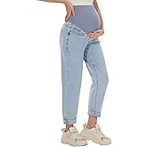 AVOG Maternity Boyfriend Jeans High Waisted Stretchy Denim Pregnancy Pants with 4 Pockets