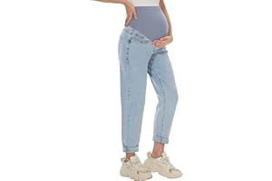 AVOG Maternity Boyfriend Jeans High Waisted Stretchy Denim Pregnancy Pants with 4 Pockets