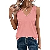 Micticsi Womens V Neck Tank Tops Sleeveless Loose Fit Shirts Summer Outfits Clothes 2025