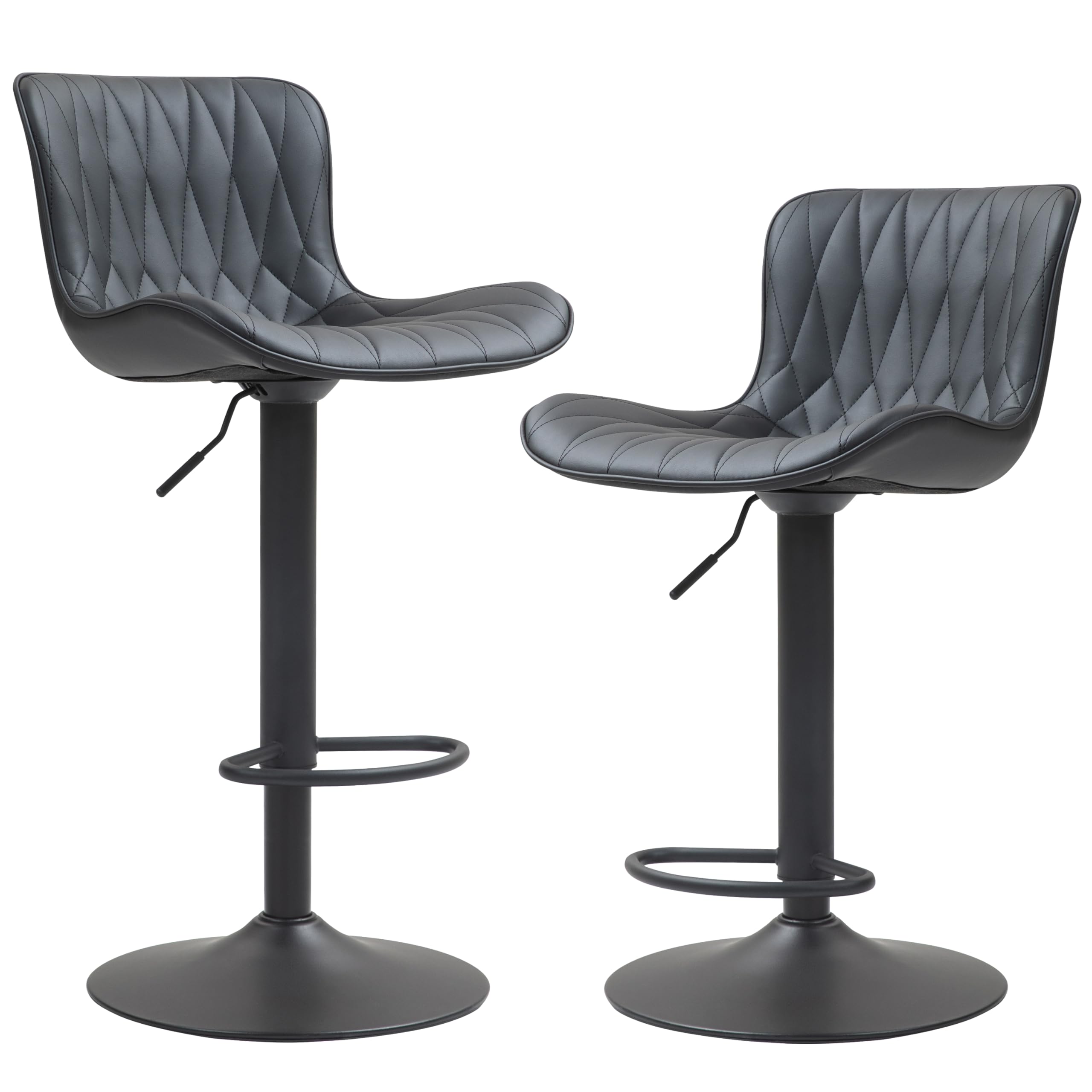 Photo 1 of 
Finnhomy Bar Stools , Modern 360° Swivel Faux Leather Bar Stools, 24"-32.5" Seat Height with Back, 330 lbs Capacity, SGS Gas Lift, Upholstered Kitchen Chairs for Kitchen Island, Black