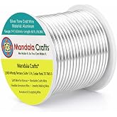 Mandala Crafts 14 Gauge Silver Tone Anodized Aluminum Craft Wire, 60 FT | Colored, Flexible, Bendable, for Bonsai, Armature, Sculpting, Wire Wrapping, Jewelry Making, Weather &amp; Tarnish Resistant