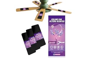 JJI Ceiling Fan Filters Scented - Ceiling Fan Filters Activated Coconut Shell Carbon Ceiling Fan Blade Filters for Common Household Contaminants | Easy-Stick Universal Fit Lavender (3 Count)
