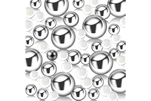 LUERBI Silver Floating Pearls | 150PCS Silver Pearls Bead for Centerpieces Vases, Silver No Hole Beads | 8/14/20 mm Floating Beads | Silver Vase Fillers, Vase Filler Pearl Party Decor