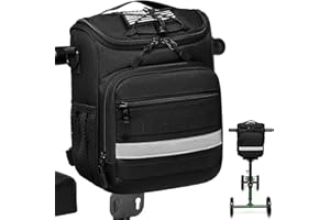 SLINRKE Knee Walker Handlebar Bag - Tactical Knee Walker Accessories Bag with Insulated Pocket & Shoulder Strap (Black)