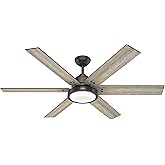 Hunter Fan Company 59461 Warrant 60 Inch Multiple Speed Ceiling Fan with LED Light, Remote Control, and Reversible Blades, No