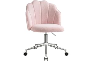 Eufurnibi Vanity Chair for Makeup Desk with Back &Wheels, Comfy Office Chair for Bedroom, Height Adjustable&Easy Assembly, Pi
