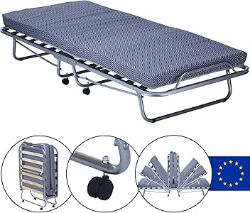 PROHEIM Cama Plegable para Invitados Confort con colchón Incluido 80 x