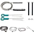 Jakia CPAP Tube Hose Cleaning Brush Kit 7 ft Strong Flexible Spring Body with Double Brush Heads Each 8.7" and 6.7“ Diameters Plus Two 7" Handy Brushes, 2 Bandage Ties and 2 Hose Bushing