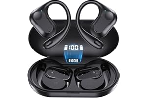 CYBERDOT Open Ear Headphones Wireless Earbuds Air-Conduction Bluetooth Earphones LED Digital Display 24H Playtime Over Ear Buds Stereo Sound Lightweight with Earhooks for iPhone Android Cell Phones Sports Work