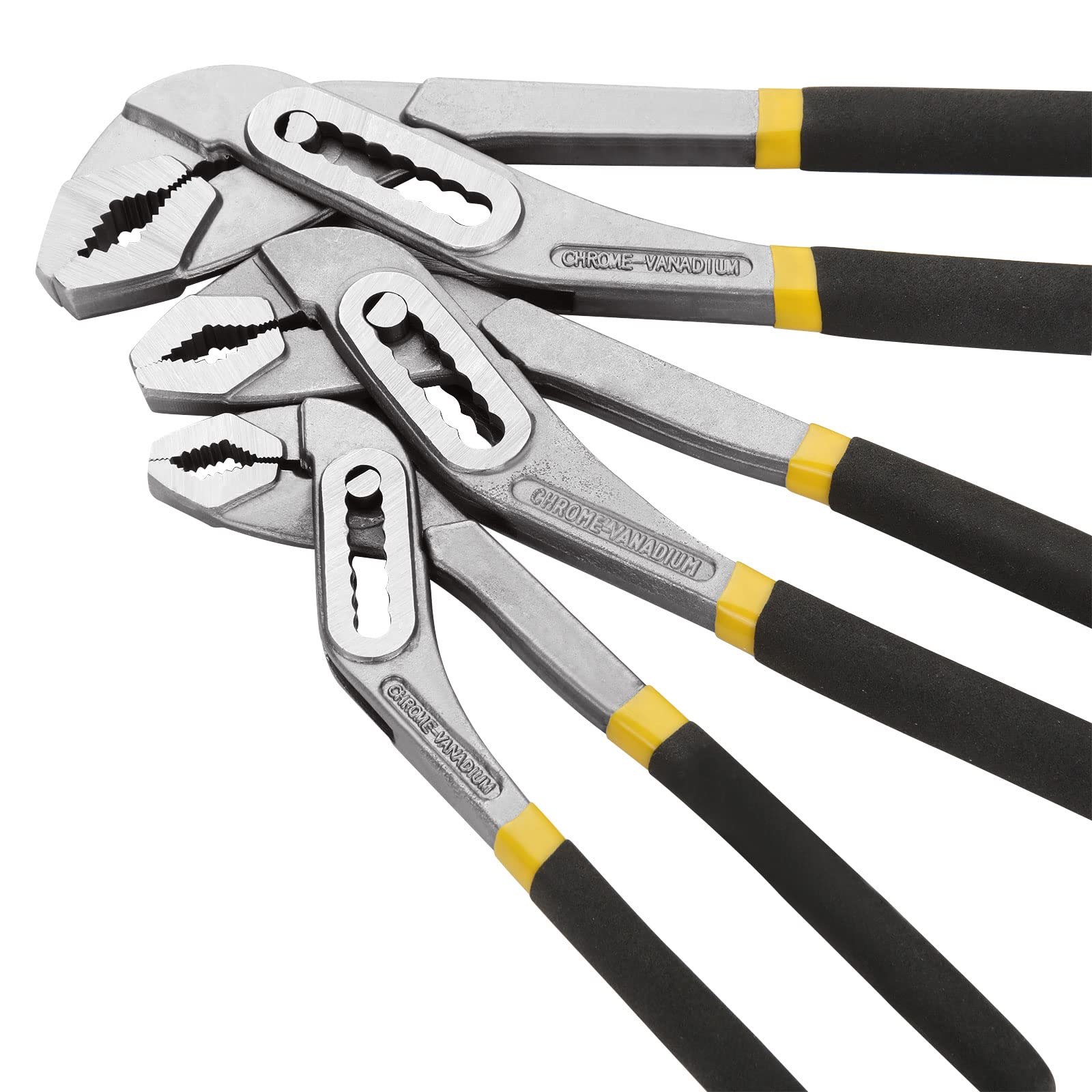 YAYODS 3PCS Water Pump Pliers, 8 Inch 10 Inch & 12Inch Slip Joint Pliers, Black Tongue-and-Groove Pliers, Adjustable Plumbing Pipe Grips Wrench with Non-Slip Handle