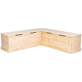 Linon Harris Unfinished Wood Backless Nook with Interior Storage
