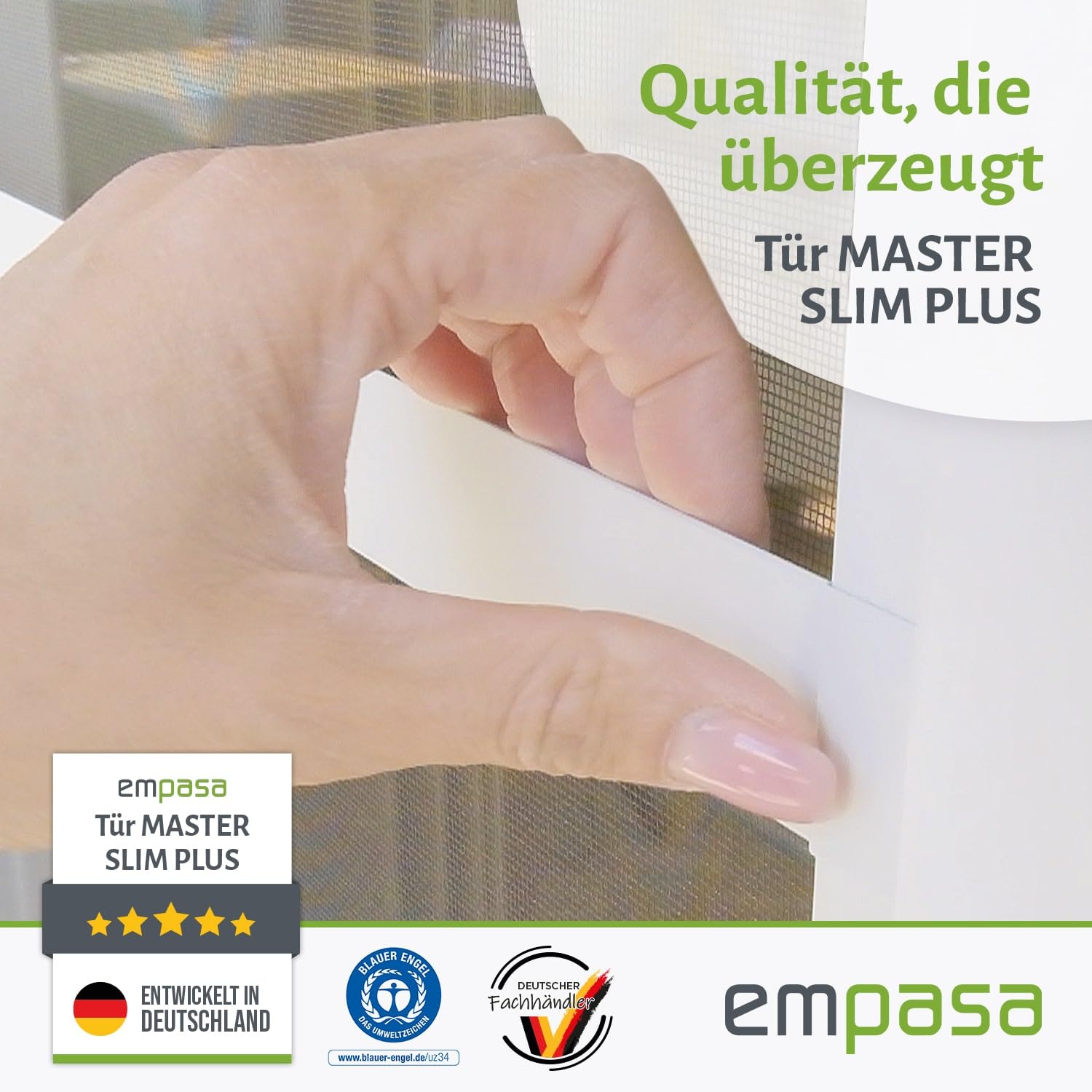 empasa Insektenschutz Fliegengitter Tür Alurahmen MASTER SLIM PLUS, individuell zuschneidbar, als Selbstbausatz, Farbe: weiß, Größe: 100 x 210 cm 5