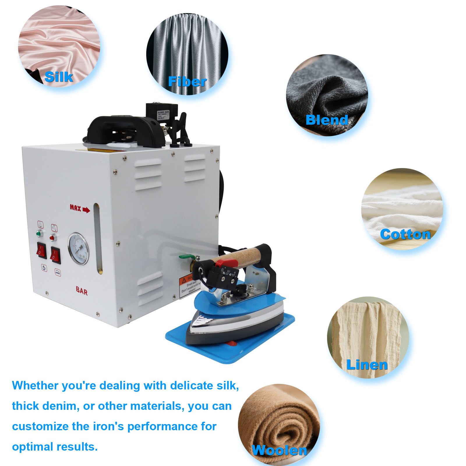 PreAsion 110V 1600W Industrial Steam Ironing Station - 4L Boiler, 900W Iron Head, Professional for Clothing Stores, Laundries & Factories​