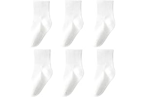 Wamvp Toddler Grip Socks with Non-Slip, Unisex Baby Retro Stripe Seamless Crew Ankle Cotton Socks for Girls Boys 6 Pairs