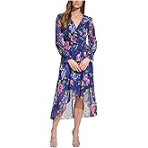 Jessica Howard Womens V Neck Floral High Low Flounce Dress