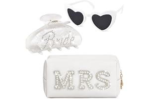 SOIDRAM Bridal Shower Gifts for Women Bride To Be Gift Set Bride Patch MRS Makeup Bag Makeup Pouch Bride Sunglasses Bride Hair Clip Bachelorette Party Wedding Cosmetic Bag Gifts