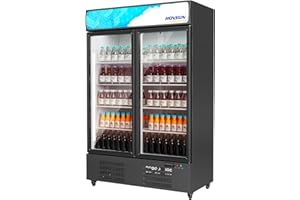 ROVSUN 35 Cu.Ft Commercial Beverage Refrigerator ETL NSF, Merchandiser Refrigerator Display Refrigerator Beverage Cooler Glass Door Fridge w/Adjustable Shelves LED Light for Bar Restaurant Cafe