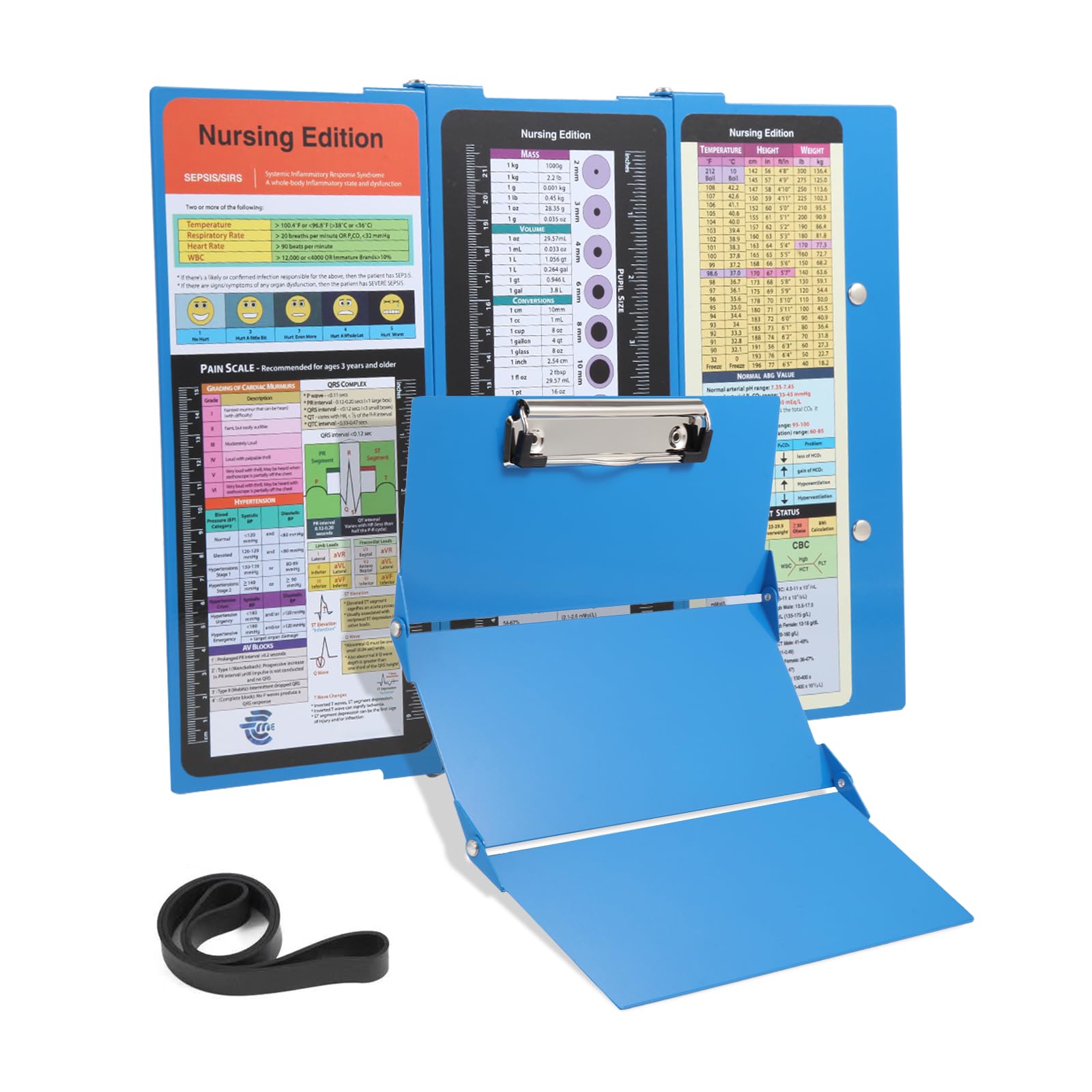 Nursing Clipboard With Cheat Sheets - Green Tri-Fold Metal