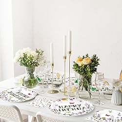 96 Pcs Wildflower Party Supplies 350 GSM Green