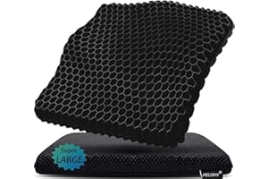 Gel Seat Cushion for Long Sitting Pressure Relief (Super Large & Thick) - Non-Slip Gel Chair Cushion for Back,Sciatica,Tailbo