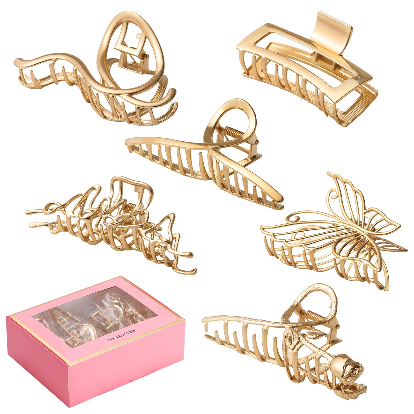 6 Pack Large Metal Hair Claw Clips - 4 Inch Perfect Big gold  display picture 3