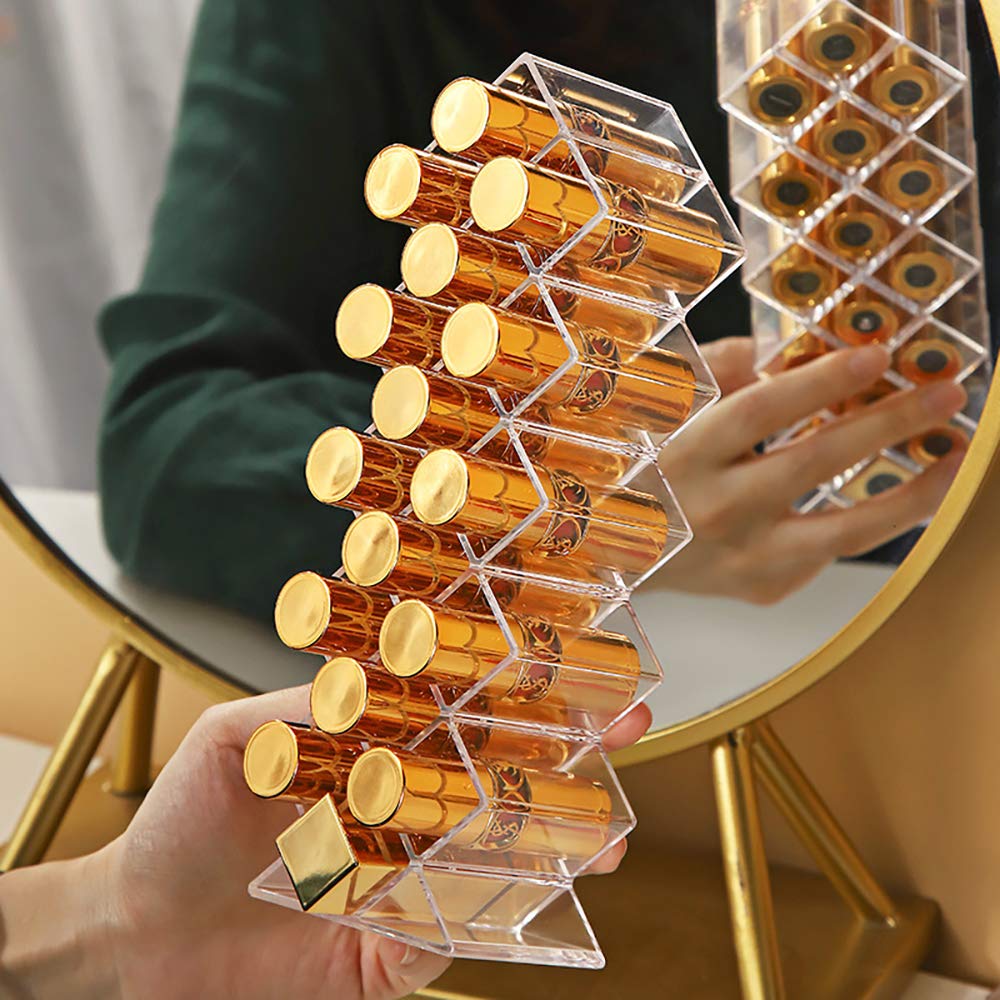 HJKL 16 Grids Lipstick Storage Box,Acrylic Fish Shape Waterproof Clear Cosmetic Display Stand Lip Gloss Case Holder Lipstick Organizer Tower: Beauty