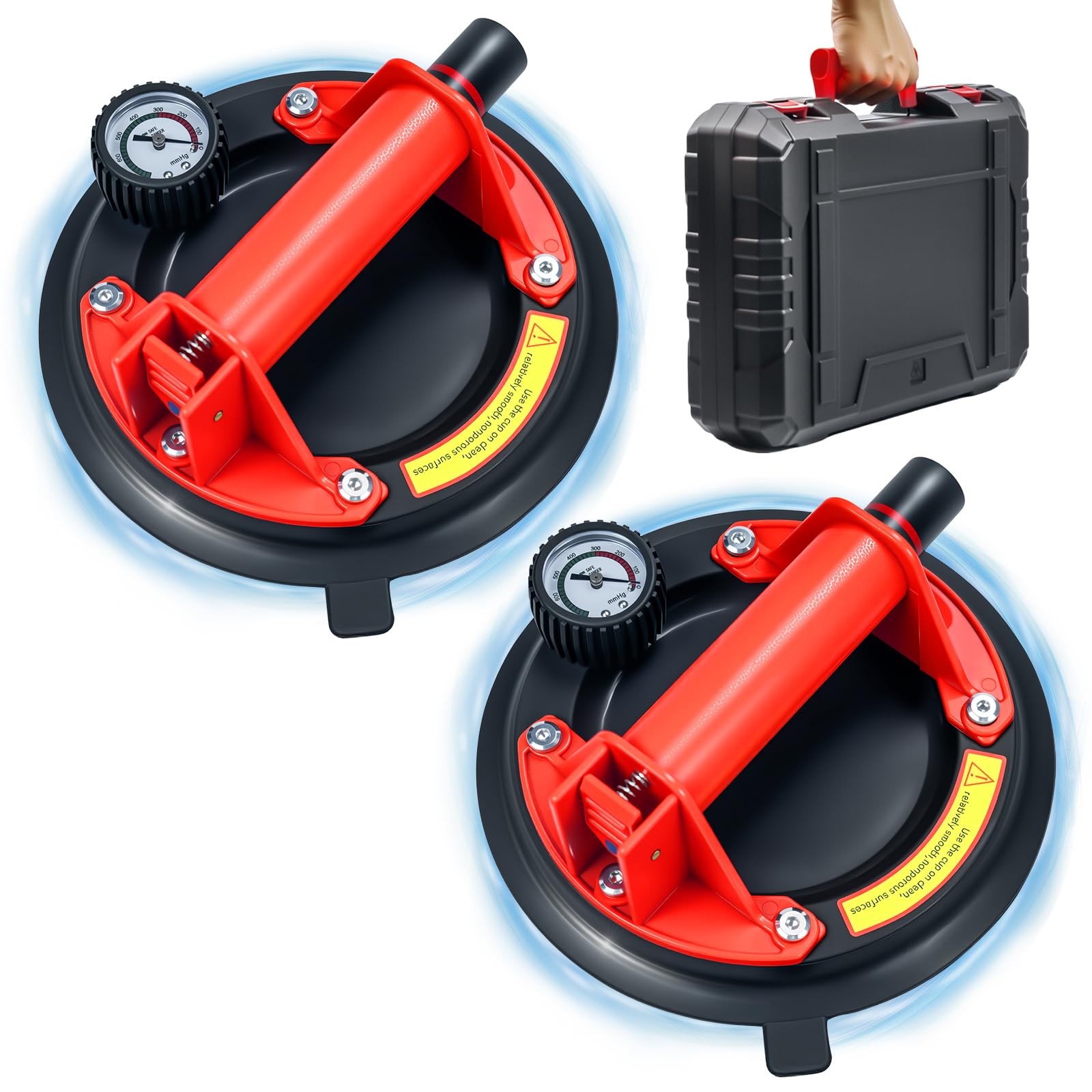 Photo 1 of 2 Pack 8" Heavy Duty Suction Cups to Lift Large Glass,Max Load 960lbs Window Suction Cups,Powerful Industrial Tile Suction Cup Tool for Glass, Granite,Marble