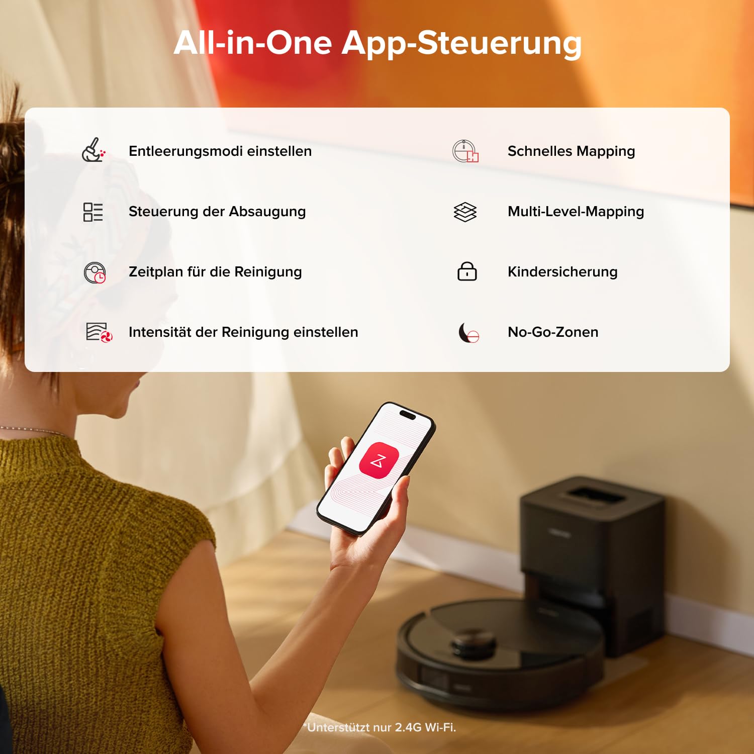 roborock Q10 S5+ Saugroboter mit Wischfunktion, 10.000 Pa HyperForce Saugkraft, Dual Anti-Tangle System, Auto Lifting Mopping, Ideal für Tierhaare, Teppiche, Hartböden (Schwarz) 9