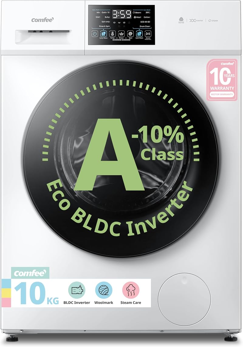 COMFEE' 10kg Washing Machine A-10% Energy BLDC 1400rpm White