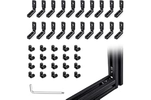 TOCLUX 20 Sets Black 2020 Interior Corner Connector Kit – 20 pcs L-Shape Inside Brackets, 40 pcs M5 Hex Set Screws, 1 Ball-End Hex Wrench – for 20 Series Aluminum Extrusion, 6mm T-Slot
