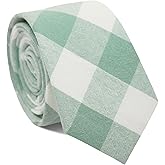 Mantieqingway 2.56'' Cotton Ties for Men, Mens Stripe Plaid Neckties for Business College Wedding Birthday/Valentine's