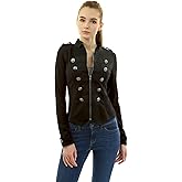 AmélieBoutik Women Zip Front Stand Collar Military Light Jacket