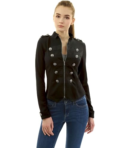 MakeMeChic Women's Military Jacket Mock Neck Cropped Jackets Y2K