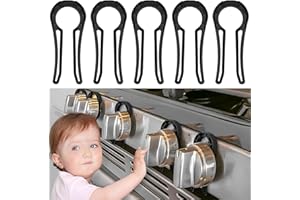 STOVE STOPPAZ Gas Stove Knob Locks Protecting Kids and Pets; Oven Knob Covers for Child Safety (5 Pack,Black)